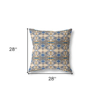 18" X 18" Brown And Blue Broadcloth Floral Throw Pillow