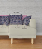 16" X 16" Blue And Pink Broadcloth Floral Throw Pillow