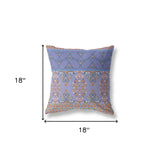 18" X 18" Purple And Blue Broadcloth Floral Throw Pillow