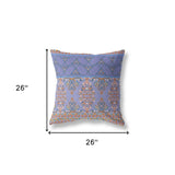18" X 18" Purple And Blue Broadcloth Floral Throw Pillow