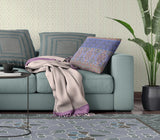 18" X 18" Purple And Blue Broadcloth Floral Throw Pillow