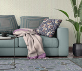 18" X 18" Blue And White Broadcloth Floral Throw Pillow