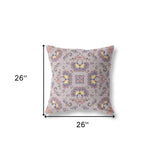 18" X 18" Muted Purple And Yellow Broadcloth Floral Throw Pillow