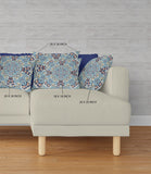 18" X 18" Gray And Blue Broadcloth Floral Throw Pillow