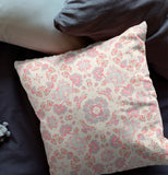 18" X 18" Pink And White Broadcloth Floral Throw Pillow