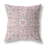 16" X 16" Muted Pink Broadcloth Floral Throw Pillow