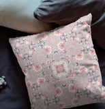16" X 16" Muted Pink Broadcloth Floral Throw Pillow