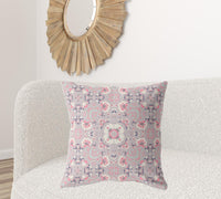 18" X 18" Muted Pink Broadcloth Floral Throw Pillow