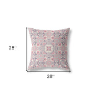 18" X 18" Muted Pink Broadcloth Floral Throw Pillow