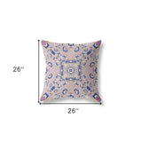 18" X 18" Purple And Blue Broadcloth Floral Throw Pillow