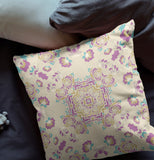 18" X 18" Off White And Purple Broadcloth Floral Throw Pillow