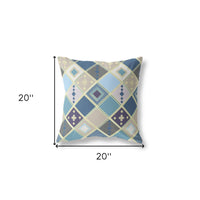 18" X 18" Blue And Gold Broadcloth Floral Throw Pillow