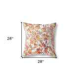 18" X 18" Red, Peach And Cream Broadcloth Floral Throw Pillow