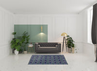 Blue And Green Geometric Non Skid Area Rug