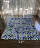 Blue And Green Geometric Non Skid Area Rug