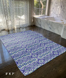 5' X 7' Blue And Green Oriental Area Rug