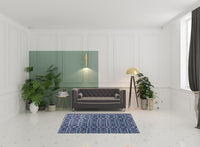 5' X 7' Blue And Green Oriental Area Rug