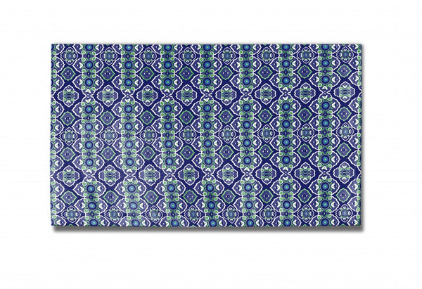 5' X 7' Blue And Green Oriental Area Rug