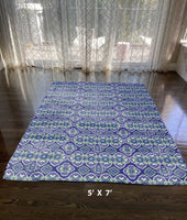 5' X 7' Blue And Green Oriental Area Rug