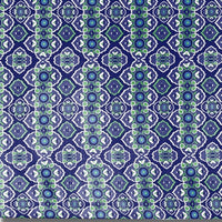 5' X 7' Blue And Green Oriental Area Rug