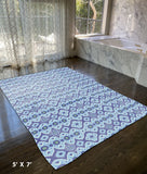 5' X 7' Blue And Blue Oriental Area Rug