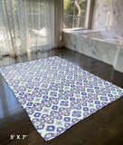 5' X 7' Light Blue And Navy Oriental Area Rug