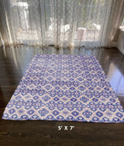 5' X 7' Muted Pink And Blue Oriental Area Rug