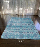 5' X 7' Aqua Oriental Area Rug