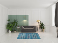 5' X 7' Aqua Oriental Area Rug