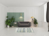 5' X 7' Light Green And Beige Oriental Area Rug