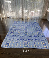 5' X 7' Muted Blue And Navy Oriental Area Rug