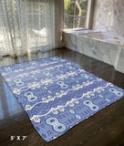 5' X 7' Muted Blue And White Oriental Area Rug