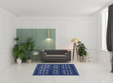 5' X 7' Navy Blue Oriental Area Rug