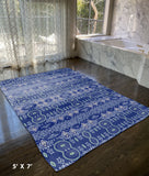 5' X 7' Navy Blue Oriental Area Rug