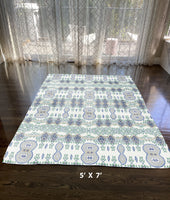 5' X 7' Off White And Beige Oriental Area Rug