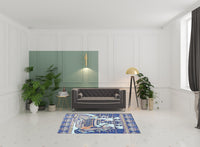 5' X 7' Blue And Blue Abstract Area Rug