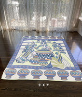 5' X 7' Green And Blue Abstract Area Rug