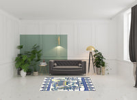 5' X 7' Green And Blue Abstract Area Rug