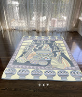 5' X 7' Grey And Yellow Abstract Area Rug