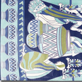 5' X 7' Navy Light Blue Green Abstract Area Rug