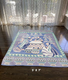 5' X 7' Pink And Blue Abstract Area Rug