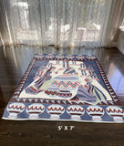 5' X 7' Dark Brown And Red Abstract Area Rug