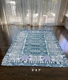 5' X 7' Aqua Oriental Area Rug