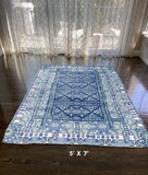 5' X 7' Blue And Blue Oriental Area Rug