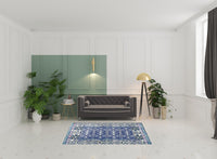 5' X 7' Blue And Green Oriental Area Rug