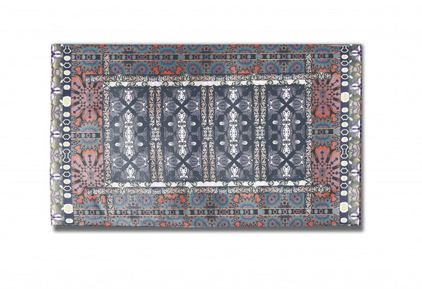 5' X 7' Dark Grey And Brown Oriental Area Rug