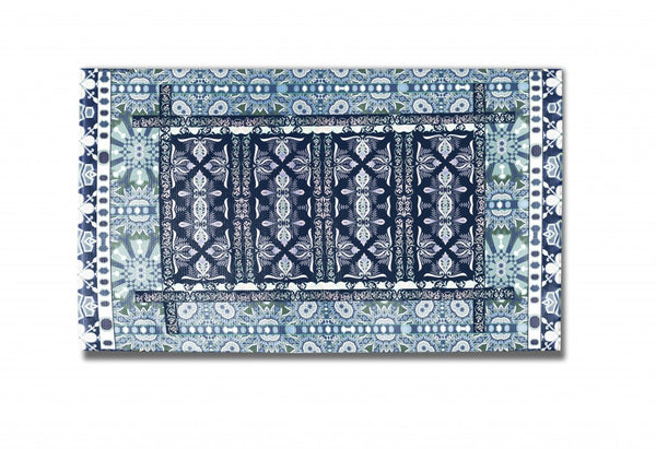 5' X 7' Indigo Light Blue Oriental Area Rug