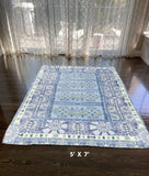 5' X 7' Light Blue Oriental Area Rug