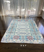 5' X 7' Muted Green Oriental Area Rug