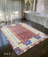 5' X 7' Red Oriental Area Rug